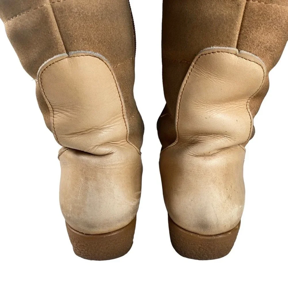 Vntg Blondo Canada Shearling Lined Beige Leather / Suede Women's Sz US‎ 6 Boots